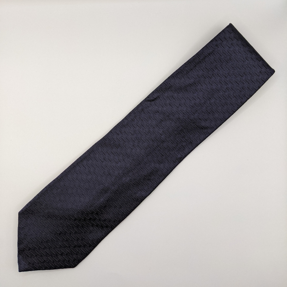 DKNY - Dark Blue Woven Rectangle Pattern Men's Neck Tie